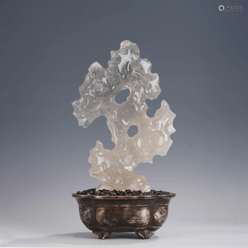 Carved crystal Taihu stone sculpture, Qing Dynasty