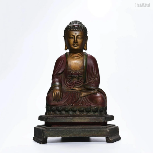 CARVED WOOD SHAKYAMUNI