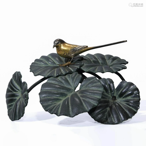 GILT BRONZE GOLD FINCHES ORNAMENT