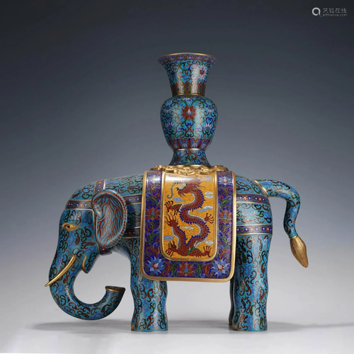 Cloisonne enamel elephant ornament