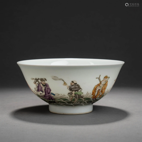 Famille Rose Eight Immortals Bowl