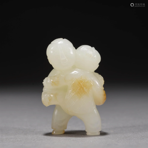 Carved white jade boy ornament