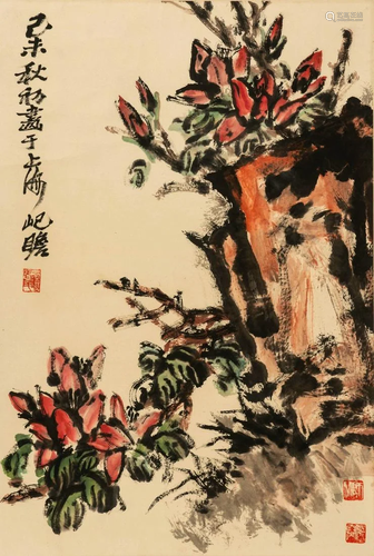 Chinese flowers painting on paper