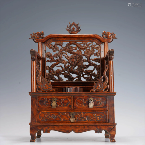 Huanghuali dragon pattern chinese mirror rack , Qing Dynasty