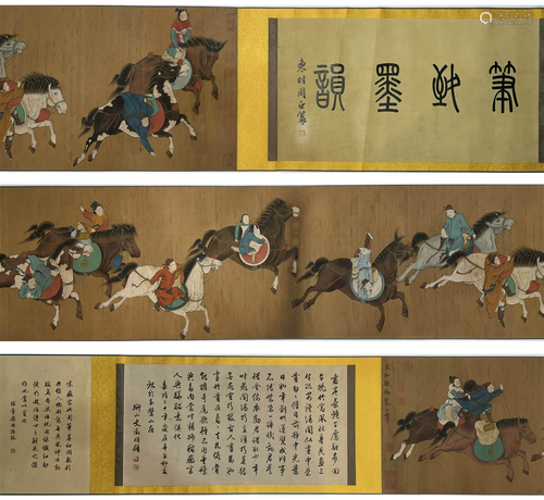 Chinese polo painting paper scroll