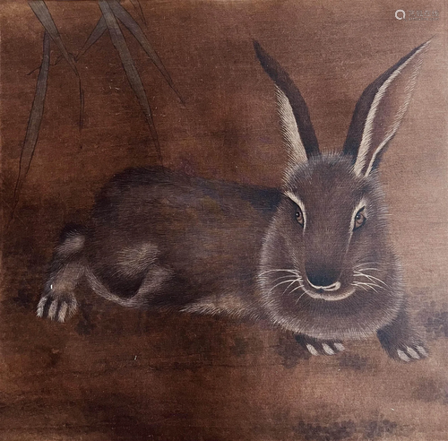 Chinese rabbit painting paper scroll