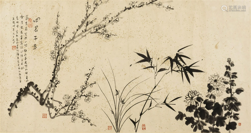 Chinese plants painting on paper