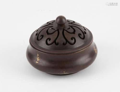 A Chinese bronze lidded censer. 20th century. The Censer wit...