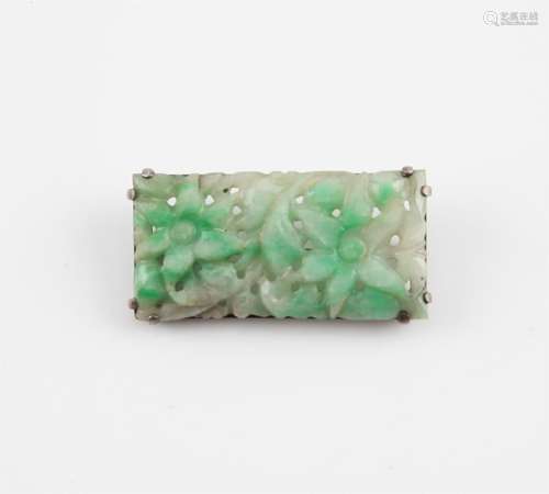 Chinese silver and jade brooch, Republic period, c1920. The ...