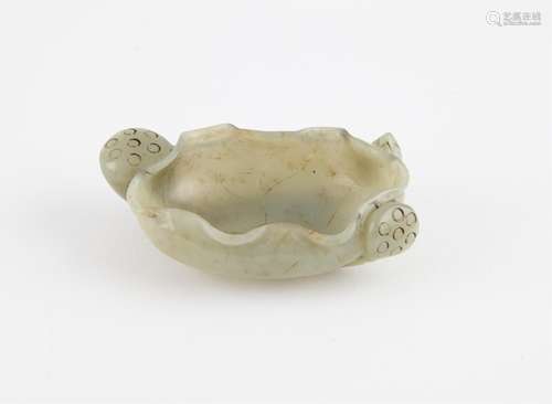 Chinese carved jade brush washer, 19th century. In form of a...