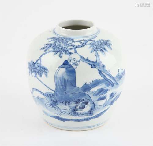 Chinese Blue and white Jar , Late Qing dynasty/early Republi...