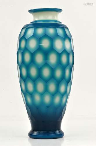 Chinese Blue Peking Glass Vase, 20th century (probably Repub...