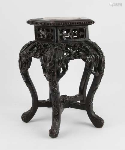 A small Chinese Hardwood Stand with Pentagonal Marble-Top In...