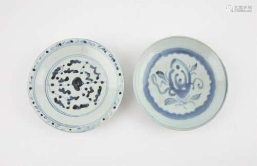 Two Chinese Blue and White Saucers