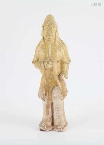 A Chinese straw-glazed pottery figure of a soldier, Sui Dyna...