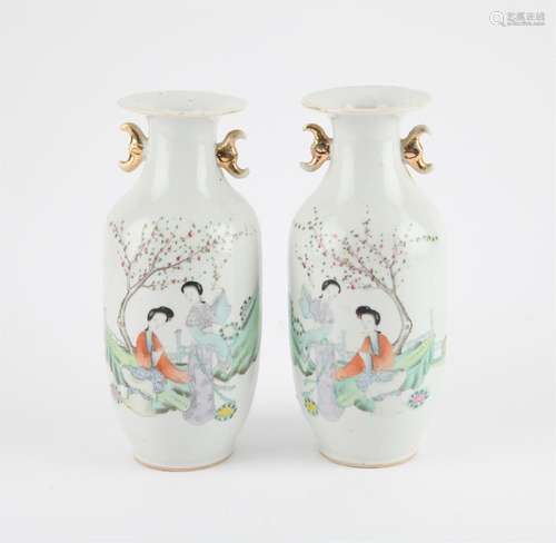 Pair of Chinese vases, Republic period, the baluster vases p...