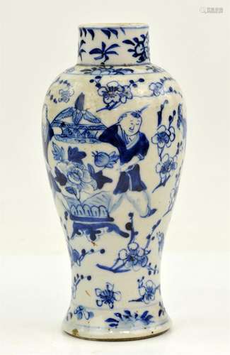 A Chinese Blue and White Vase , Late Qing / Republic period....