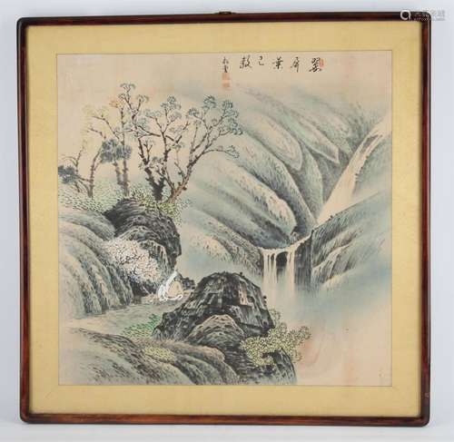 A Chinese painting of a landcape 20th century representing m...