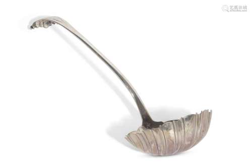 Early George III base mark Onslow pattern soup ladle with sh...