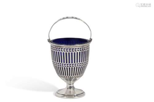 George III style sugar basket of slot pierced tapering cylin...