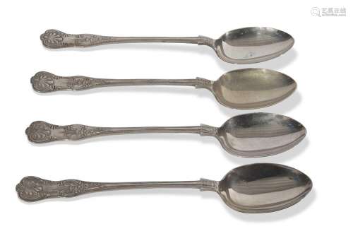 Heavy set of four Elizabeth II basting spoons in double stru...