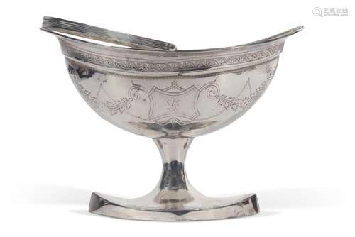 George III Irish pedestal sweet-meat basket of lozenge form,...