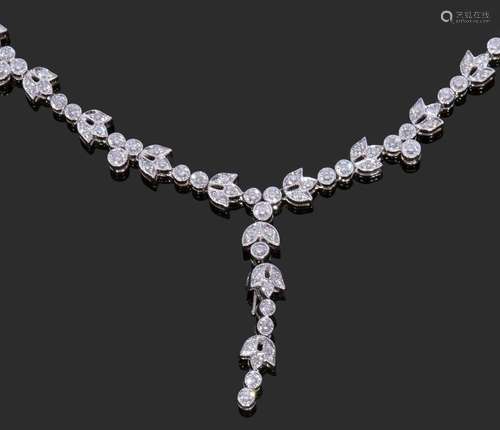 Diamond cluster necklace, vintage inspired, set throughout w...