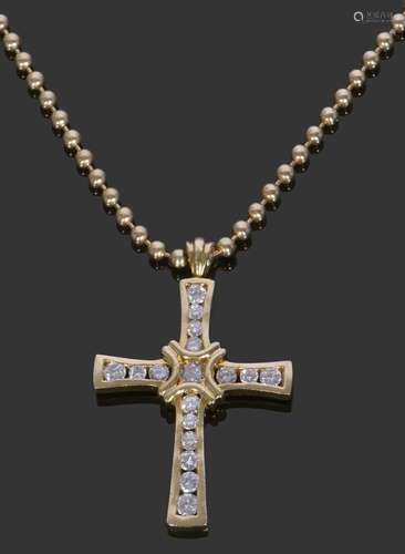 Italian made diamond set cross, channel set with 17 graduate...