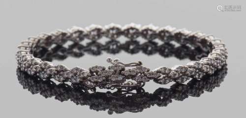 Precious metal diamond set bracelet, each articulated link s...