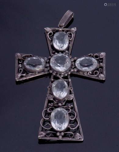 European Arts & Crafts large cross pendant, the open wor...