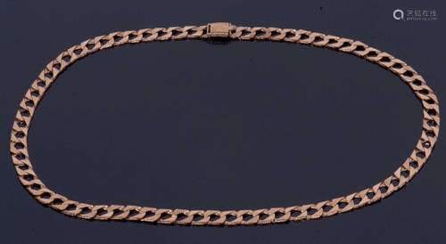 9ct gold hallmarked flattened curb link necklace, a plain an...