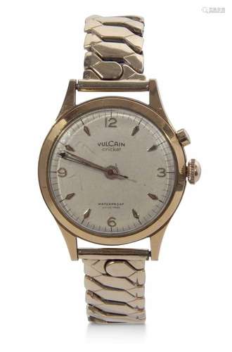 Vulcain Cricket rolled gold alarm gents wrist watch, manuall...