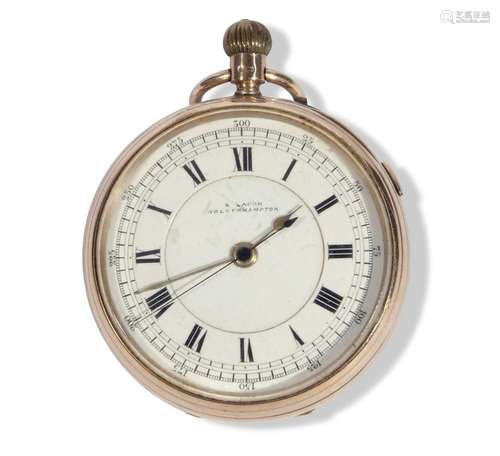 9ct gold open face pocket watch by S Lacon of Wolverhampton,...