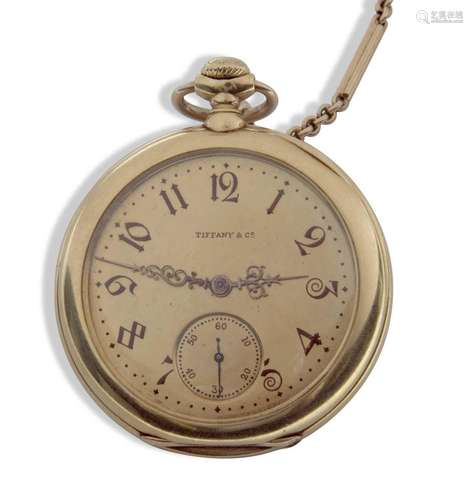 Tiffany & Co 18ct gold pocket watch with 14ct box link c...