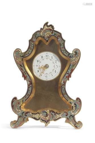 20th century French mantel clock, the shaped metal case with...