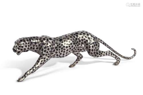 20th Century cast metal model of a prowling Leopard 62cm