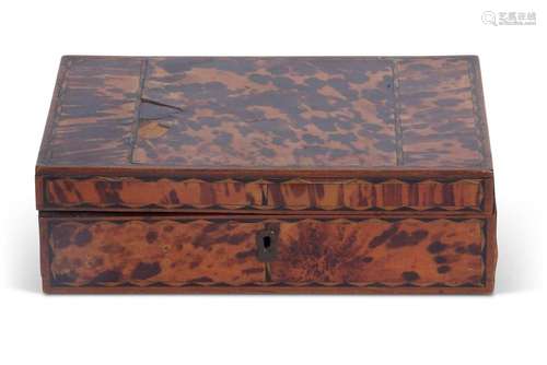 19th century tortoiseshell mounted box of hinged rectangular...