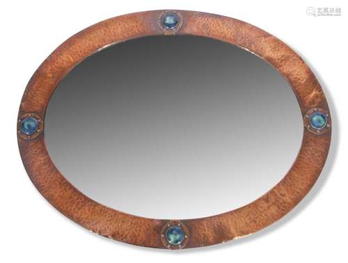 Late 19th century oval wall mirror in the Arts & Crafts ...