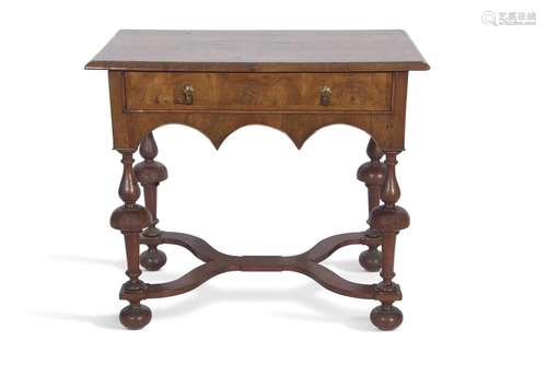 William and Mary style walnut lowboy with a single frieze dr...