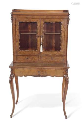 Victorian walnut veneered ladies writing desk formed of two ...