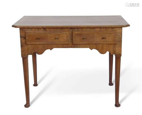 18th Century style walnut veneered side table with two friez...