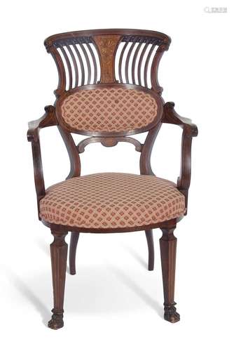 Late 19th/early 20th century mahogany and inlaid armchair wi...