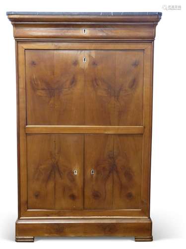 19th century Continental marble topped and walnut veneered s...