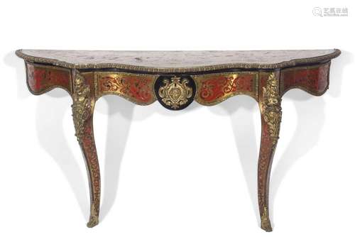 19th century brass and boule work side or hall table of serp...