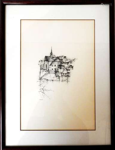 DENYS - XXeme,Argenton-sur-Creuse.,Encre et plume.,Signée en...