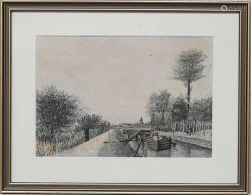 Charles PEGUY (1873-1914),Le canal à Combleux,Aquarelle,16.5...