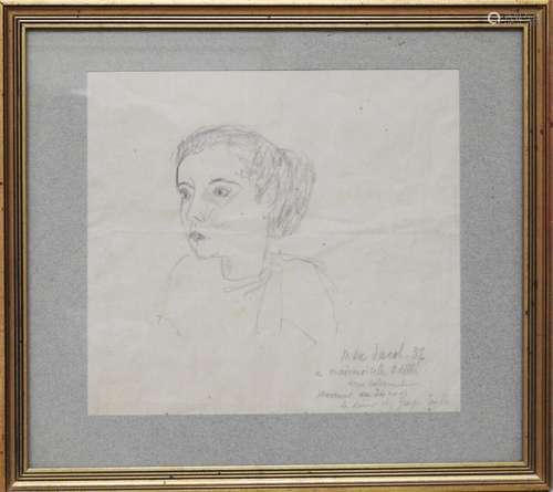 Max JACOB (1876-1944),Portrait de Mademoiselle Odette,Graphi...