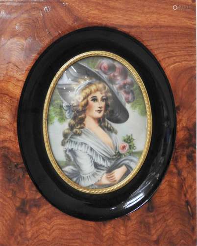 Gainsborough d'aprés,Miniature figurant la Duchesse de Devon...