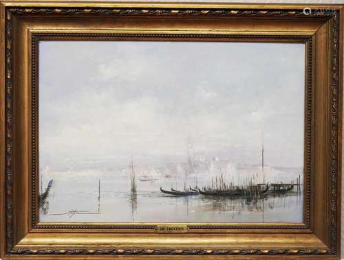 Jean Bernard TROTZIER né en 1950,Vue de Venise,Huile sur toi...