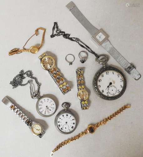 Un lot de 8 montres anciennes et modernes en l'état,On y joi...